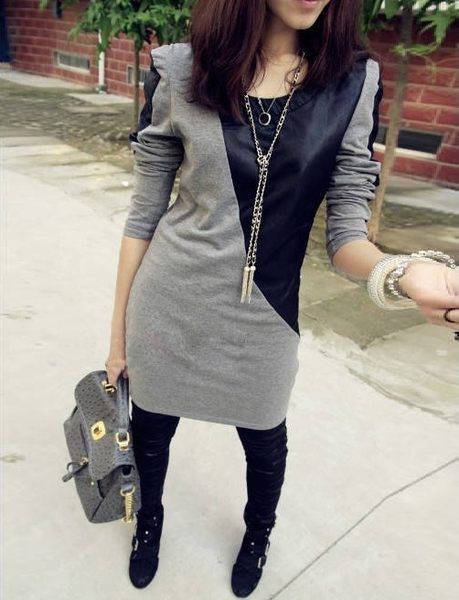 Stunning Mix and Match Leatherette Dress